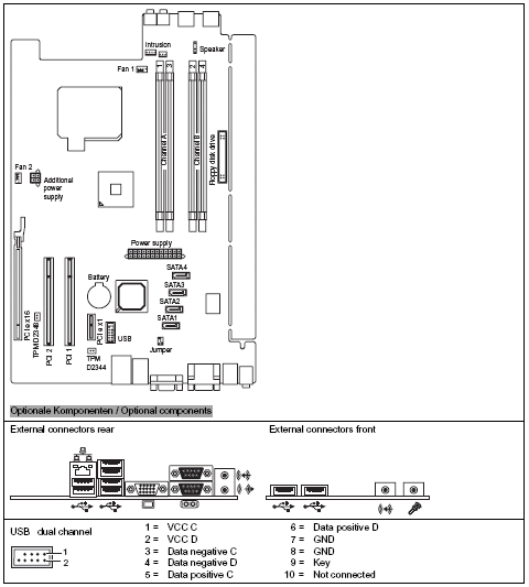 Fujitsu-Siemens-Mainboard D2348 Layout:
