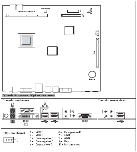 Fujitsu-Siemens-Mainboard D2703-A Layout: