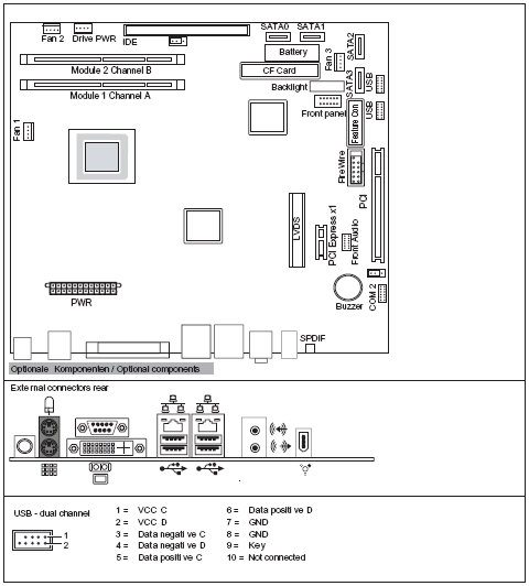 Fujitsu-Siemens-Mainboard D2703-S Layout: